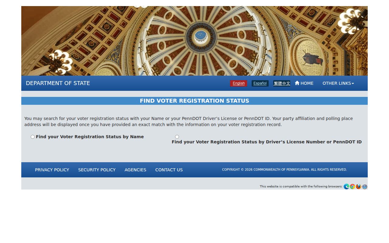Horsham Township residents directory Pennsylvania voter registration status form