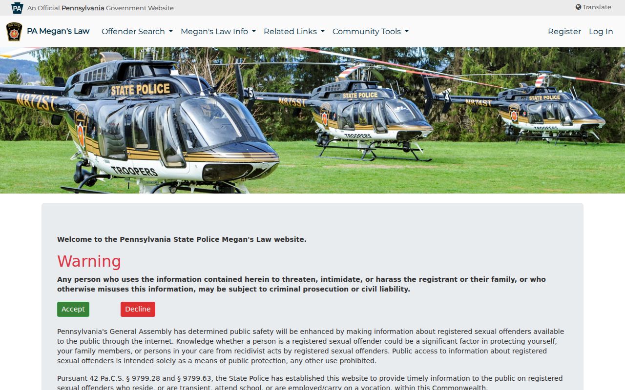 Horsham Township resident lookup privacy boundary on Pennsylvania Megan's Law search