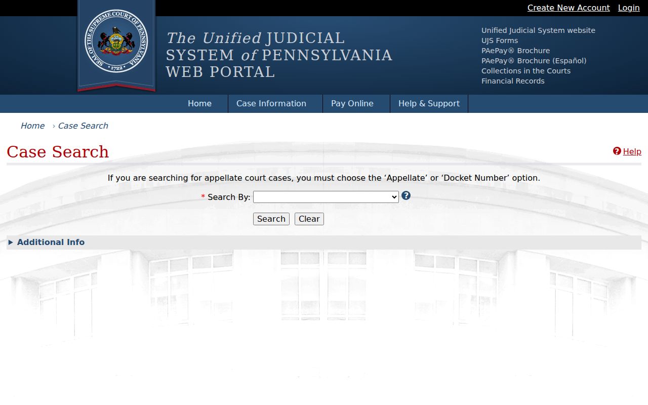 Horsham Township resident lookup through Pennsylvania Judiciary Case Search